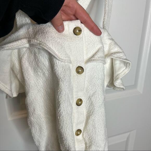 Madewell Texture & Thread White Ruffle Button Down Front Tie Tank Top Size XS - Picture 3 of 7